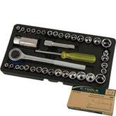 Neilsen Socket Set Metric Imperial Ratchet Extension 40 Pc 1/4" & 3/8" Drive